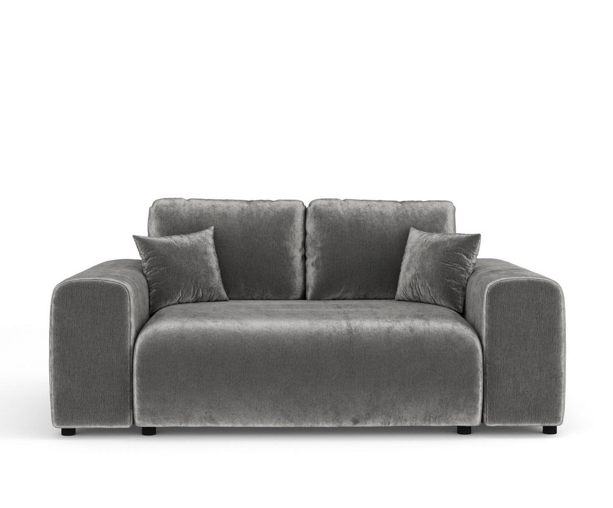 2-SITZER-SOFA Zanzibar Grau Chenille - Schwarz/Grau, Holz/Holzwerkstoff (178/79/108cm) - Maison de Reve