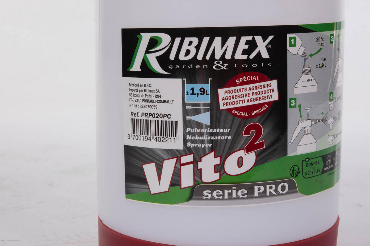 HANDDRUCKSPRÜHER Vito 2 Ribimex 1,92 l - Rot, Kunststoff (13.5/34/22.5cm)