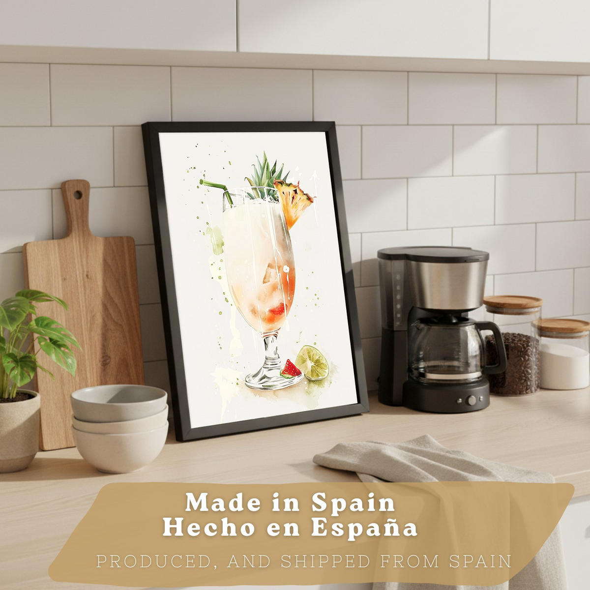 PLAKAT Sada 4 Negroni A4 Černý rám - černá, papír (29.7/1/21cm) - Nacnic