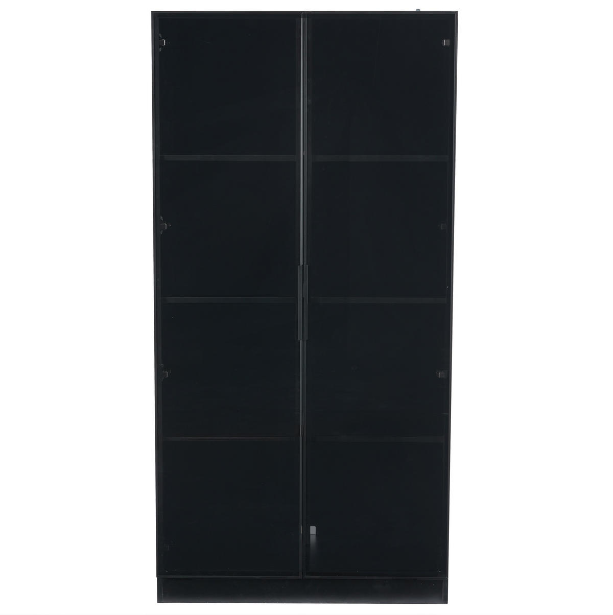 VITRINA 80/40/160 cm črna z LED osvetlitvijo in steklenimi vrati - črna, leseni material (40/160/80cm) - BEAOK