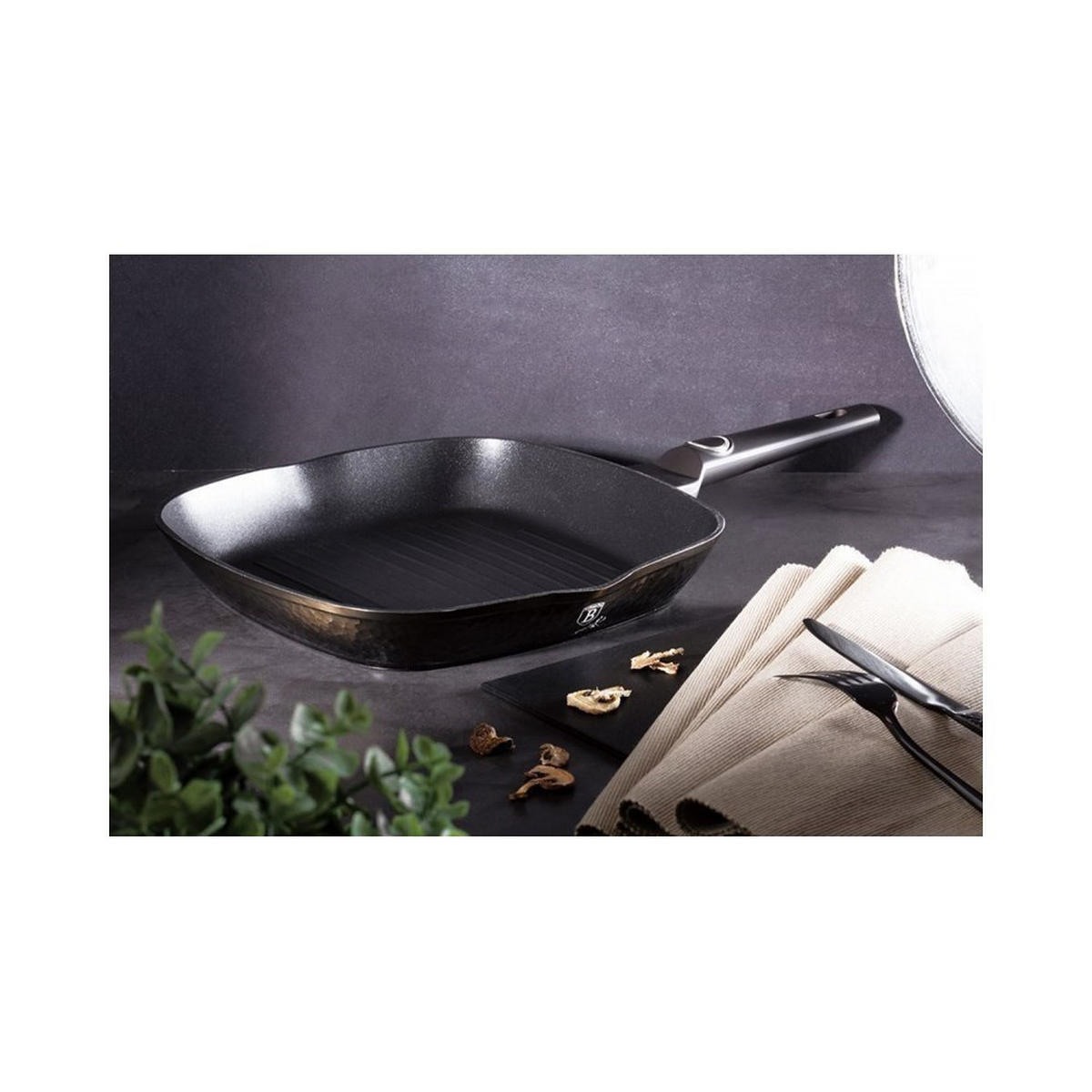 GRILLPFANNE Schwarz 28/28/4.1 cm BH6578 - Schwarz, Metall (28cm) - Berlinger Haus