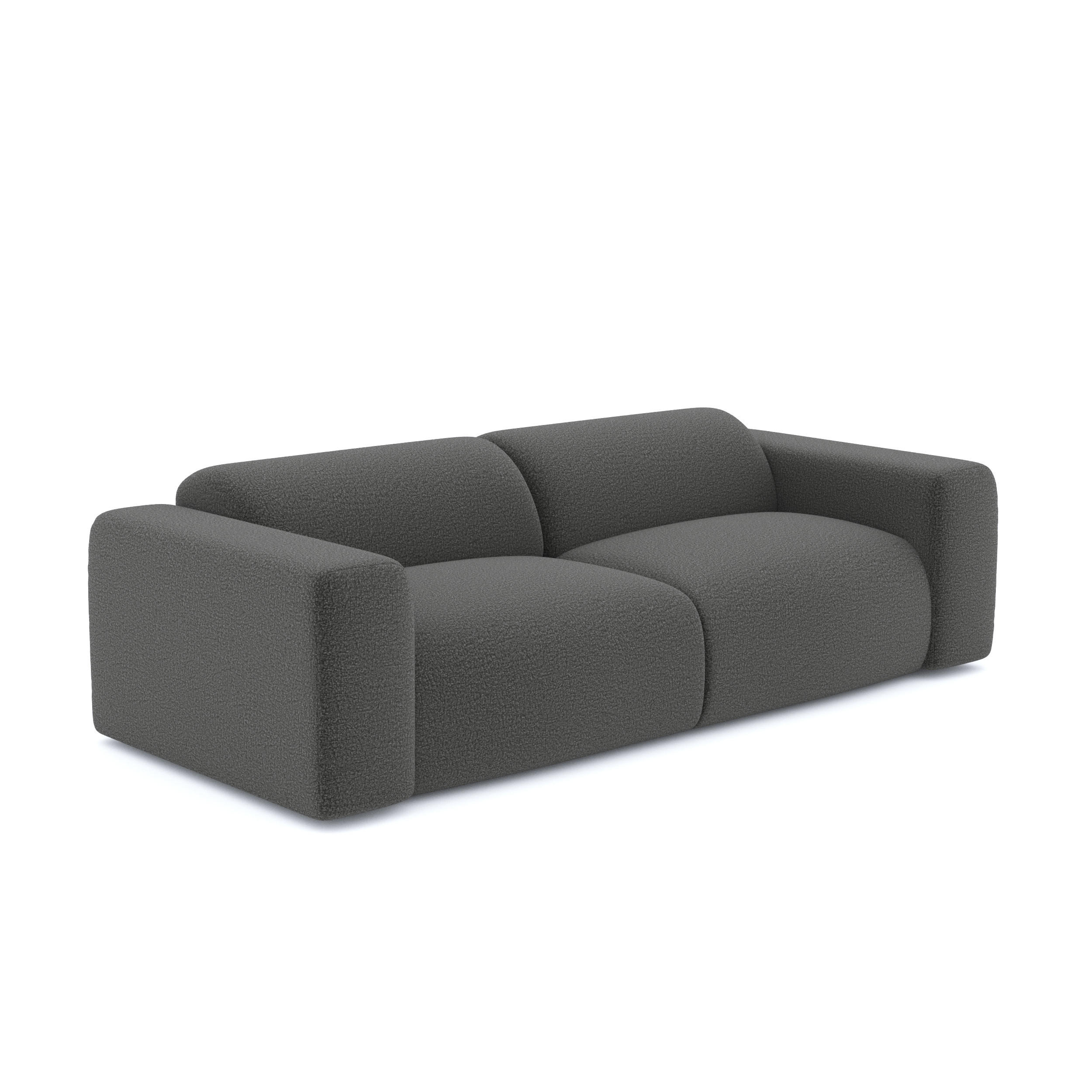 SOFA 3-Sitzer Bouclé-Stoff Graphitgrau 205cm - Graphitfarben/Grau, Textil (205/73/97cm) - Sia Home