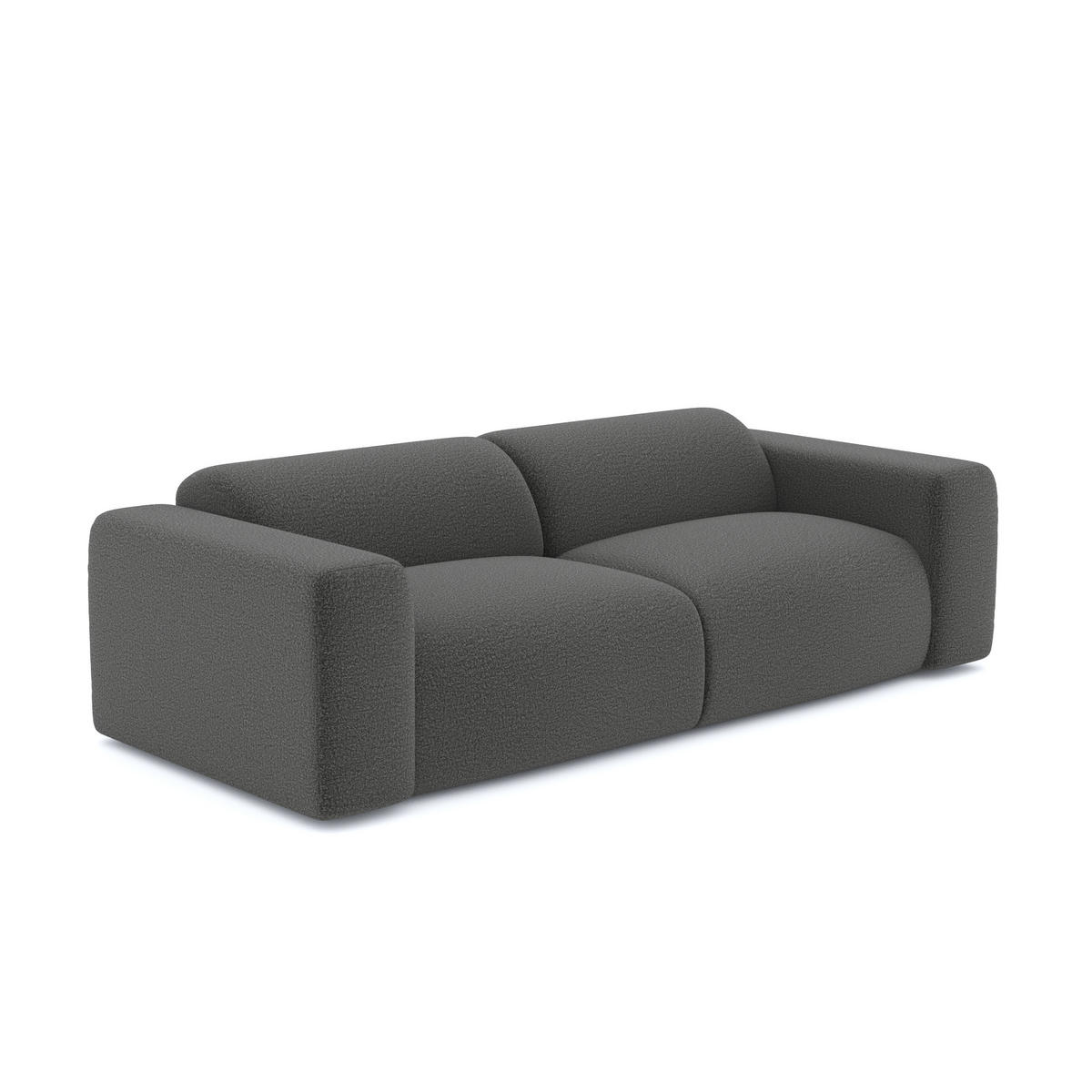 SOFA 3-Sitzer Bouclé-Stoff Graphitgrau 205cm - Graphitfarben/Grau, Textil (205/73/97cm) - Sia Home