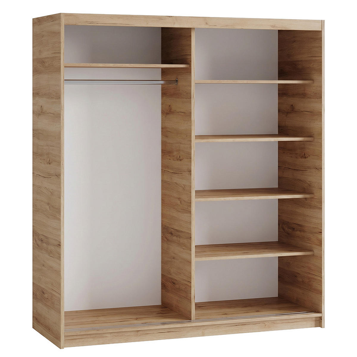SCHWEBETÜRENSCHRANK Donatello 180/205/60 2-türig eiche Artisan mit Spiegel - Eiche Artisan, Holzwerkstoff (180/205/60cm) - Beautysofa