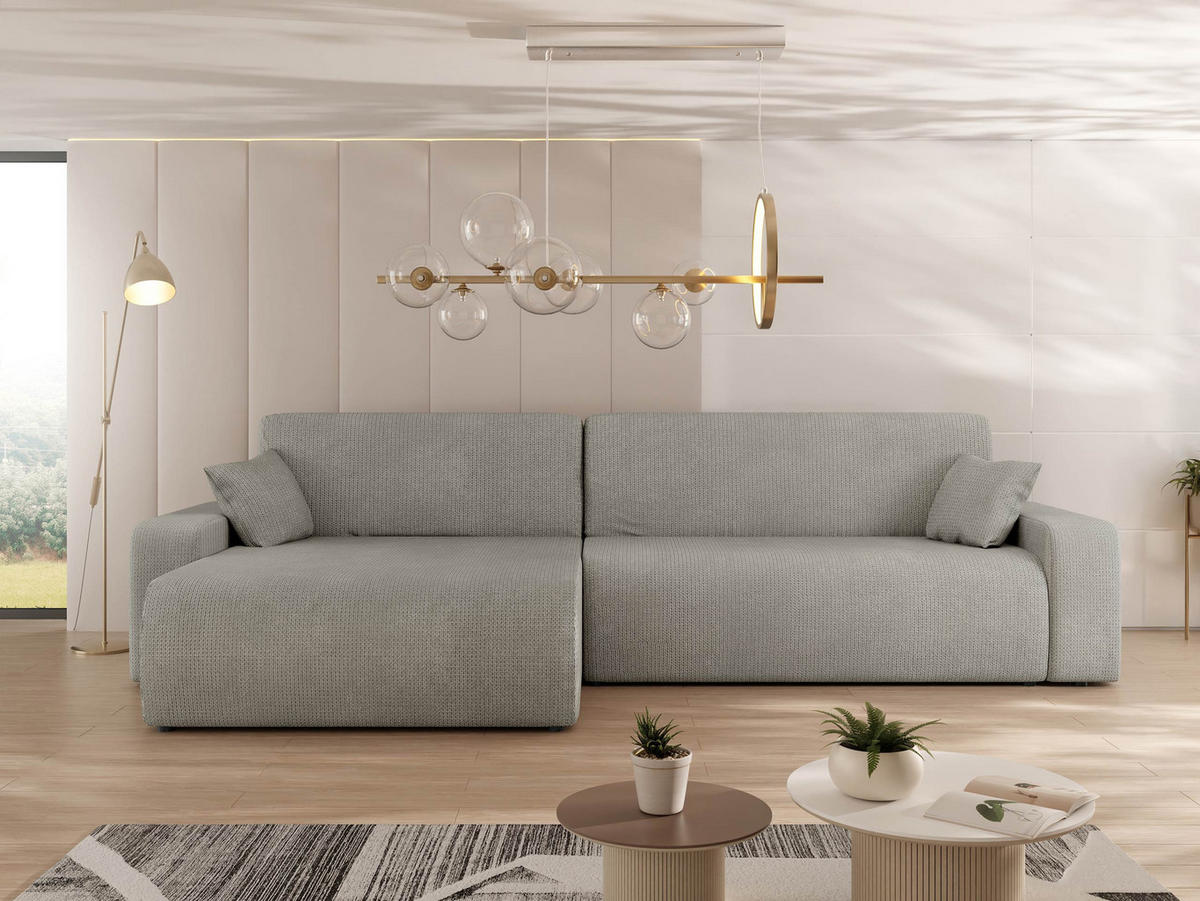ECKSOFA Piano - Hellgrau/Schwarz, Holz/Kunststoff (274/145cm) - MIRJAN24