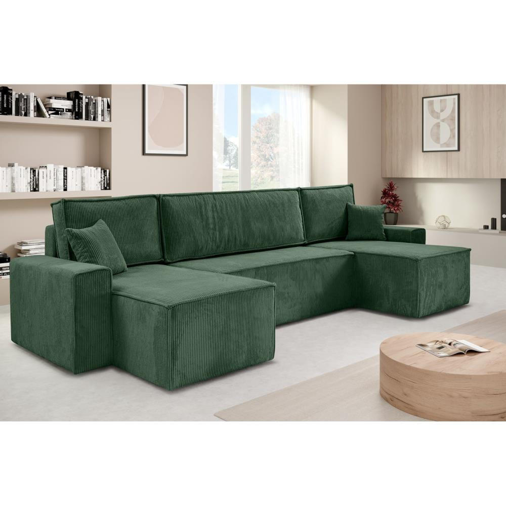 WOHNLANDSCHAFT Hektor U mit Schlaffunktion grün - Grün, Textil (318/94/152cm) - Beautysofa