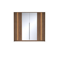 KLEIDERSCHRANK LUPO 223 cm Eiche Dunin - mit 4 Türen, Spiegel und LED-Beleuchtung - Eichefarben/Schwarz, Holz/Holzwerkstoff (223/210/60cm) - Ravio