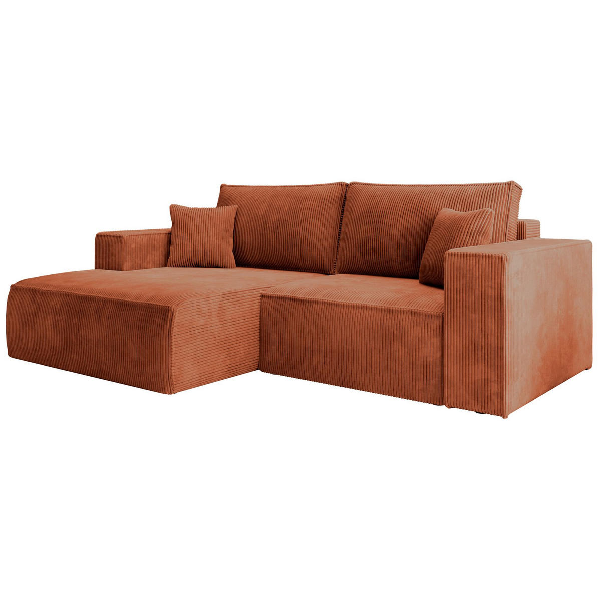 ECKSOFA Farese Mini mit Cordbezug Rostrot, links - Schwarz/Kupferfarben, Textil (240/167cm) - Selsey