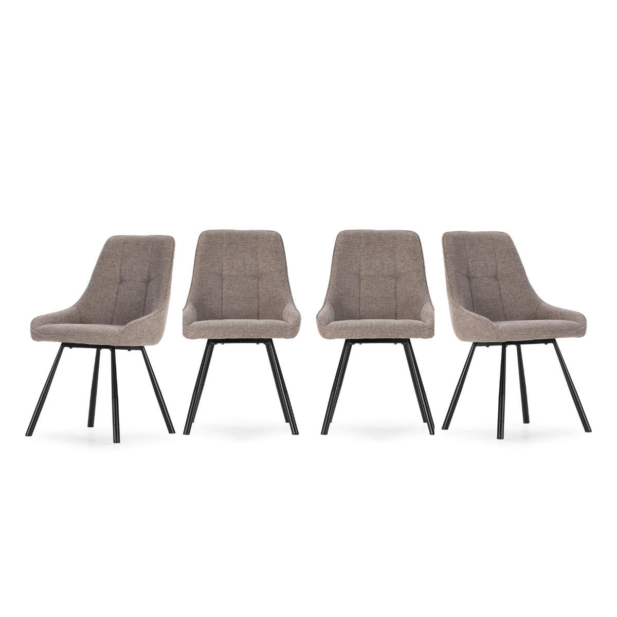 STÜHLE 4er-Set aus Stoff mit Metallbeinen 51,5/59/85,5 cm - Braun, Textil (59/85.5/54cm) - Calicosy