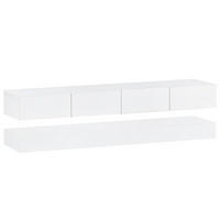 TV-SCHRANK 130x33cm wandmontierbar Weiß LED 16-Farben 2 Schränke 4 Schubladen - Weiß, Holz (44.5/21/143cm) - FLIEKS