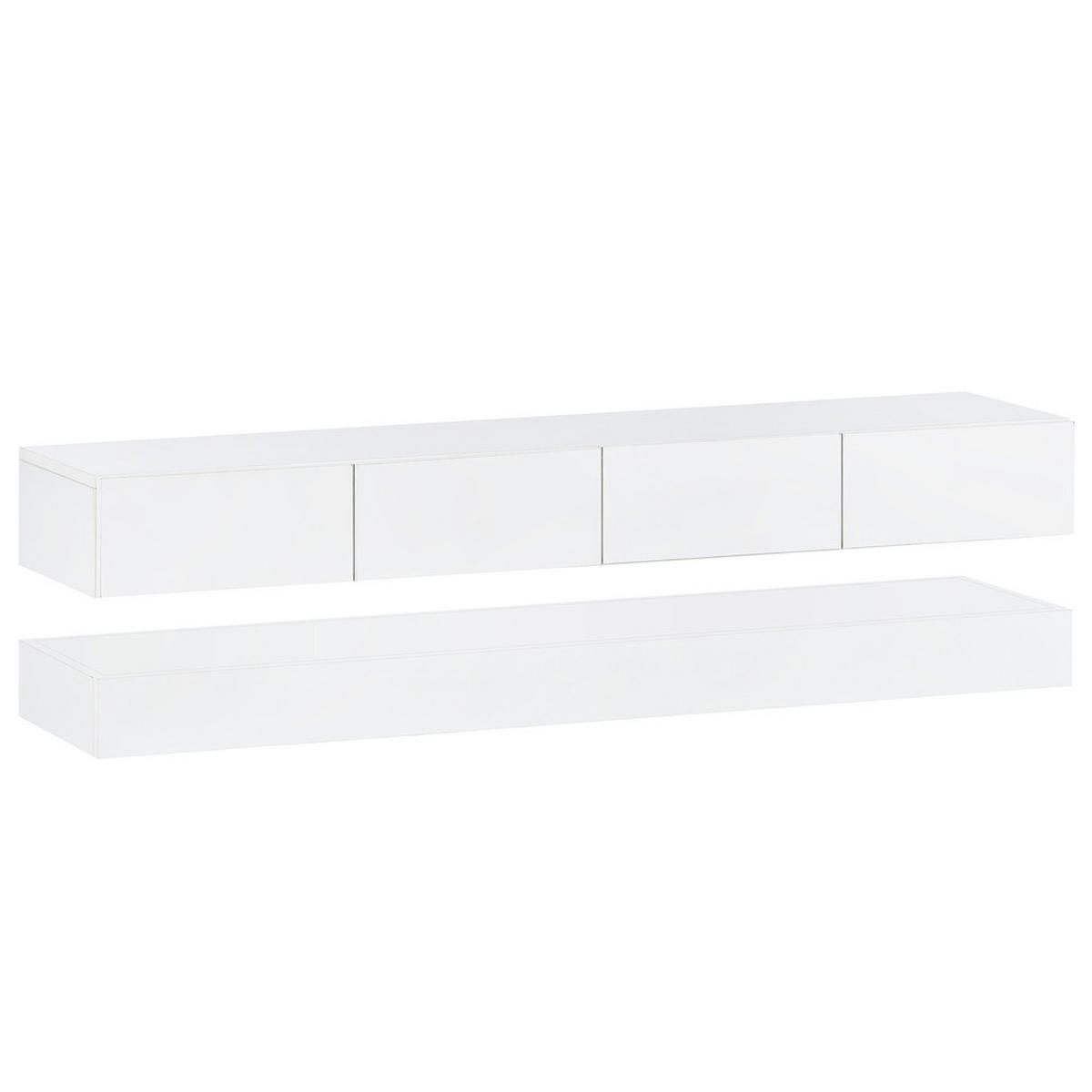 TV-SCHRANK 130x33cm wandmontierbar Weiß LED 16-Farben 2 Schränke 4 Schubladen - Weiß, Holz (44.5/21/143cm) - FLIEKS