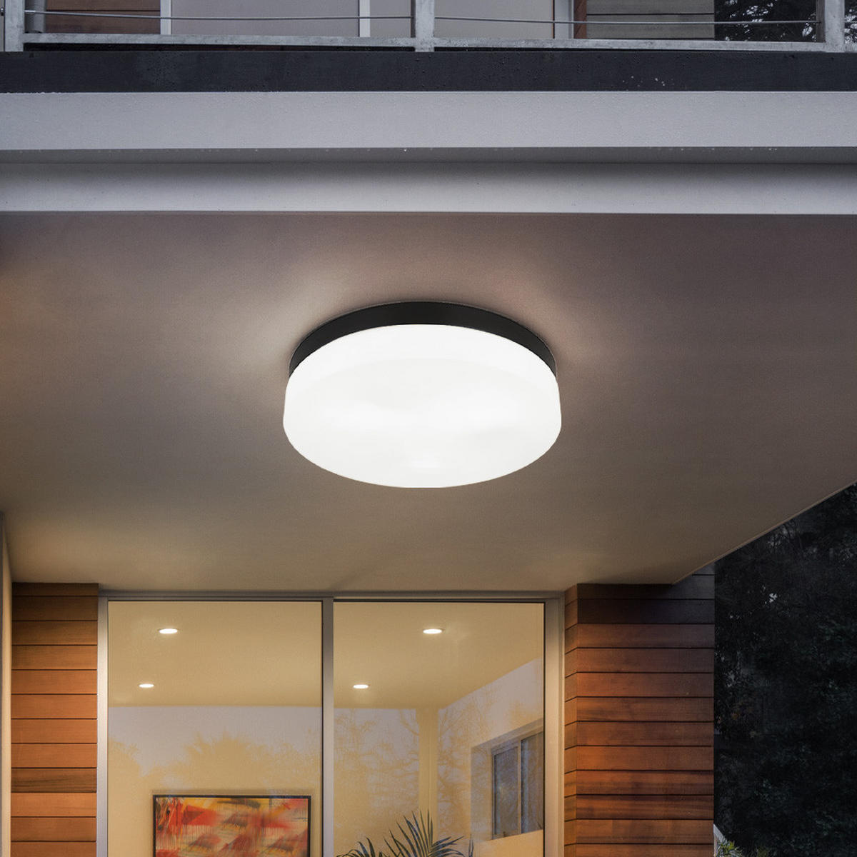 LED DECKENLEUCHTE Alu Glas Schwarz - Schwarz, Glas (30/30/6.5cm) - Globo Lighting