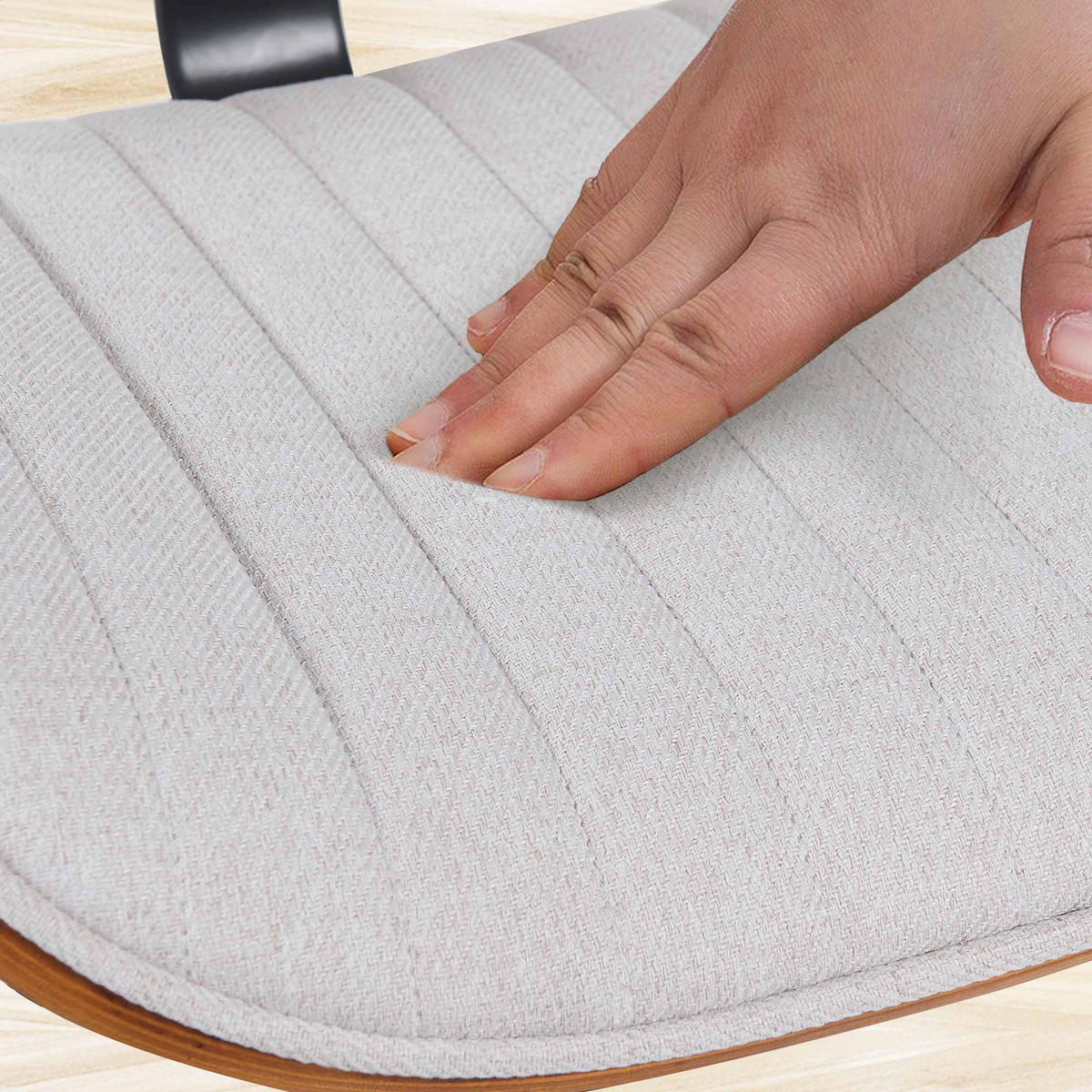 BARHOCKER Stoff walnuss/creme - Chromfarben/Walnussfarben, Textil/Metall (50/94/50cm) - CLP