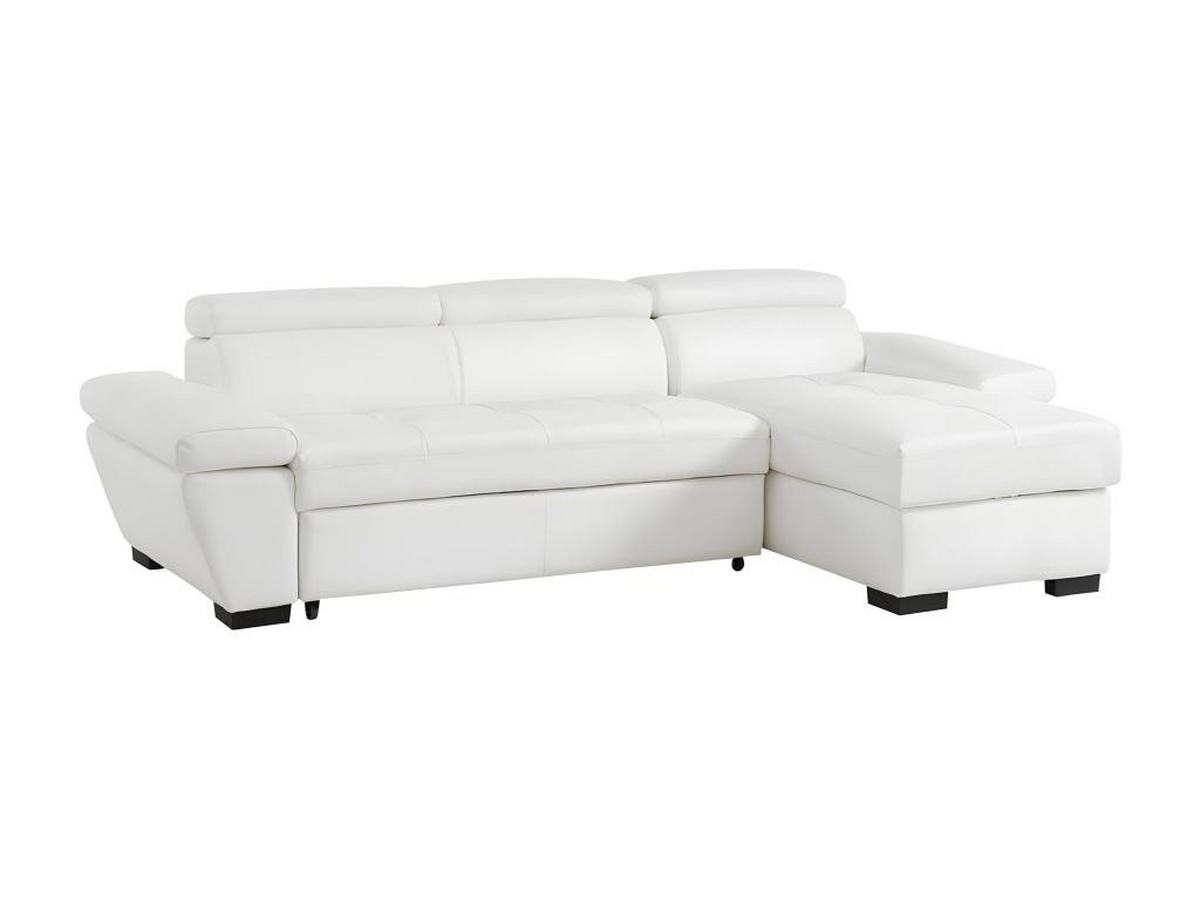 ECKSOFA Leder mit Schlaffunktion - Ecke Rechts - Weiß - JONOVA - Weiß, Leder (154/256cm) - Vente-Unique