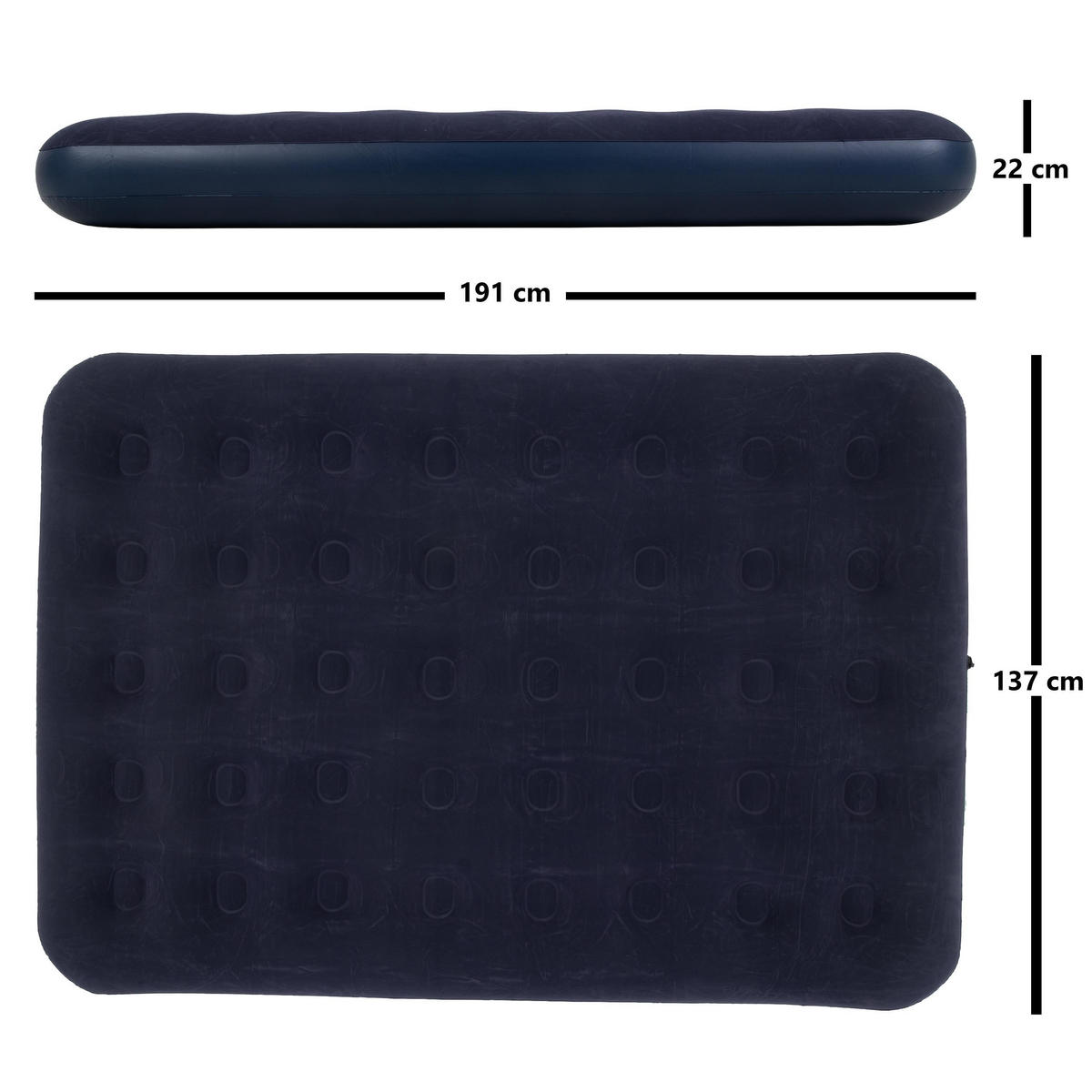 LUFTBETT Luftmatratze Camping 2 Personen 191x137x22cm blau - Blau, Kunststoff (137/191cm) - Avenli