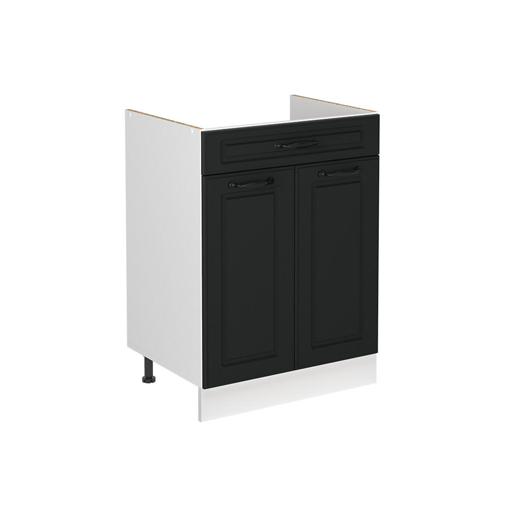 SPÜLENUNTERSCHRANK R-Line, Anthrazit Landhaus/Weiß, 60 cm ohne Arbeitsplatte - Anthrazit/Weiß, Holzwerkstoff (60/81.6/46cm) - Vicco