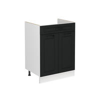 SPÜLENUNTERSCHRANK R-Line, Anthrazit Landhaus/Weiß, 60 cm ohne Arbeitsplatte - Anthrazit/Weiß, Holzwerkstoff (60/81.6/46cm) - Vicco