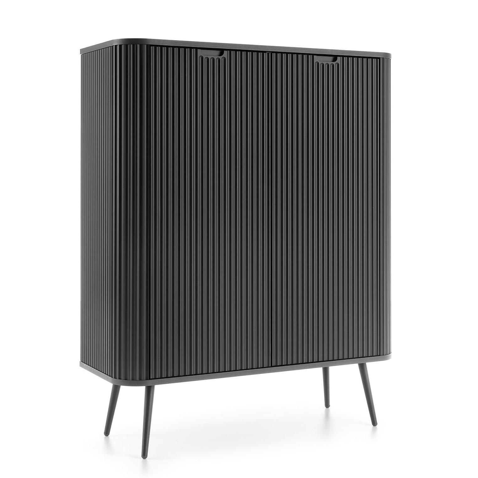 Bettso Highboard Schwarz 103x129x39 cm