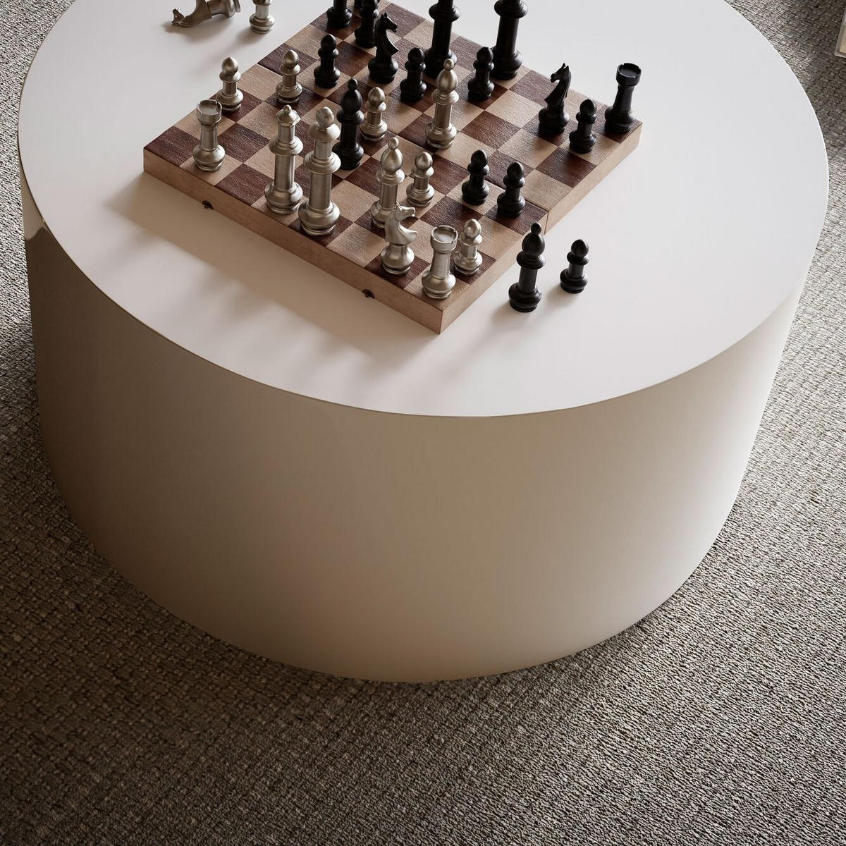 COUCHTISCH rund in Weiß Hochglanz, 60x60x30 cm, Modernes Design - Weiß, Holzwerkstoff (60/60/30cm) - KADIMA DESIGN