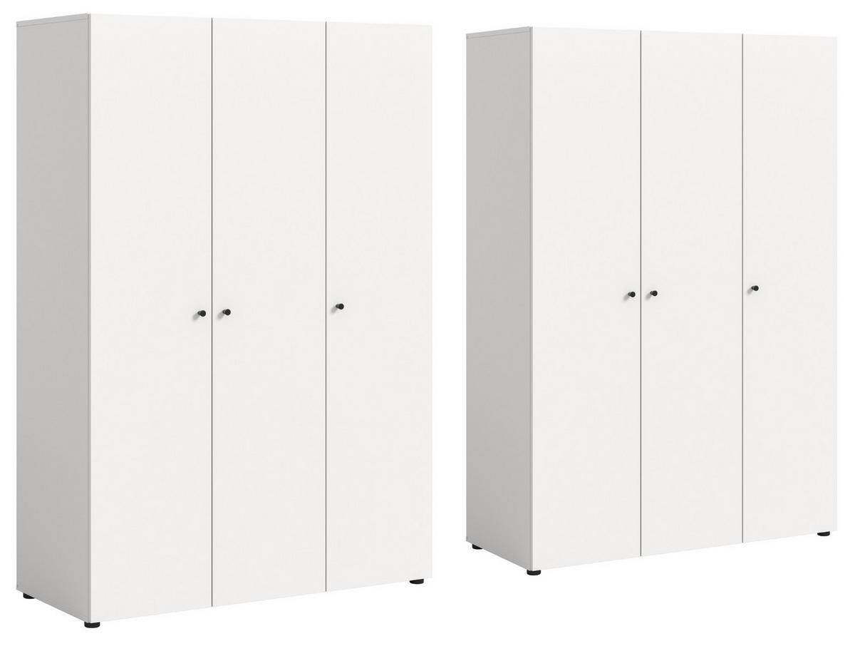 KLEIDERSCHRANK weiß 6-türig 240 cm, Drehtürenschrank mit Kleiderstangen - Schwarz/Weiß, Holzwerkstoff/Kunststoff (240/176/51cm) - Inn.Furn