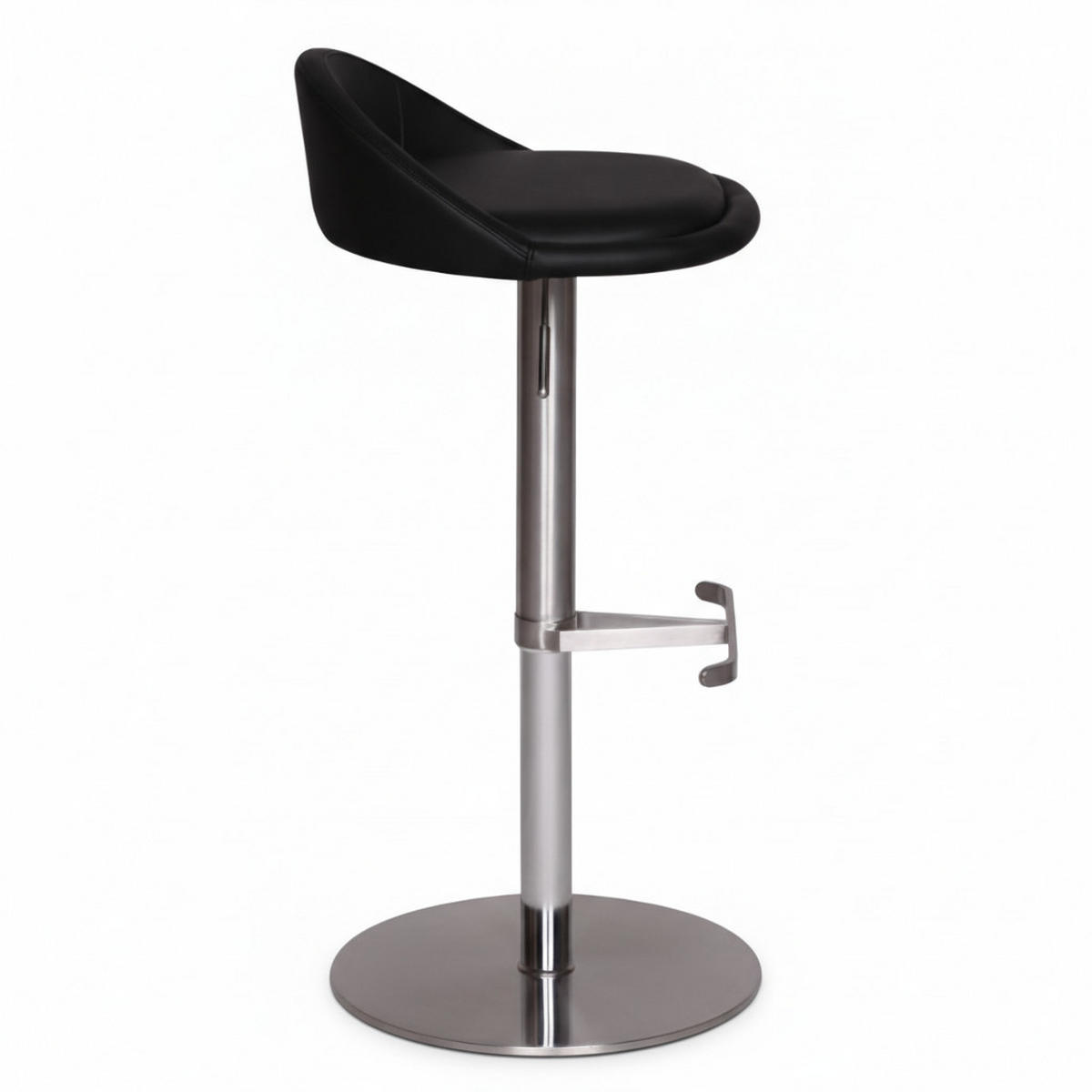 BARHOCKER Höhenverstellbar Edelstahl Halbrunde Rückenlehne DONAU, Schwarz 43x43x90 cm - Silberfarben/Schwarz, Kunststoff/Textil (43/90/43cm) - KADIMA DESIGN