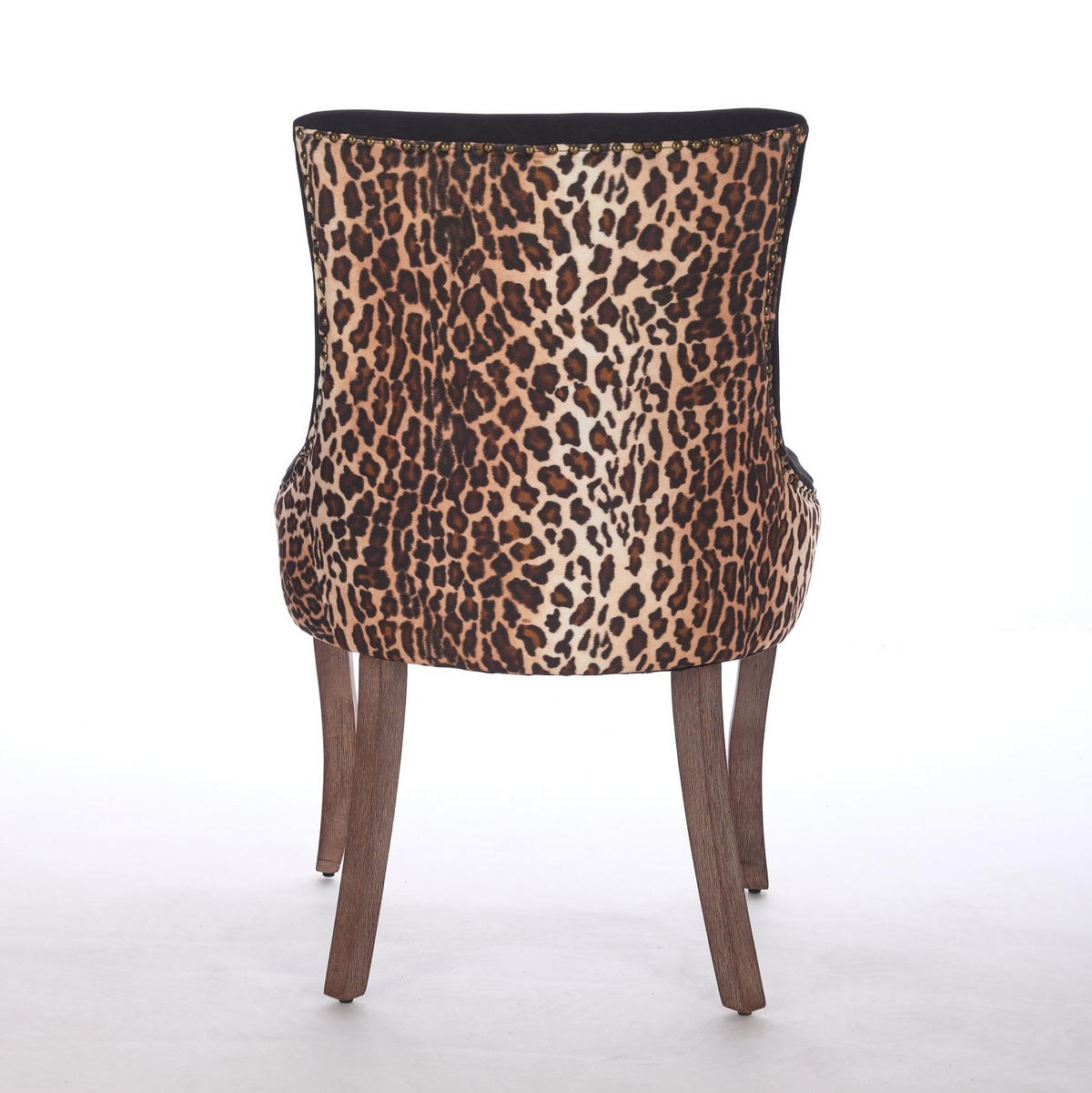 ESSZIMMERSTUHL 2er-Set mit hoher Rückenlehne Chenille Leopard - Schwarz, Holz (55/92.5/61cm) - Meubliv