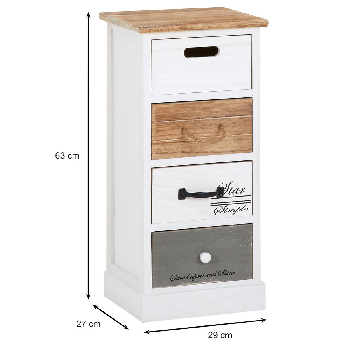 KOMMODE SALVA - Weiß, Holz (29/64/27cm) - CARO-Möbel