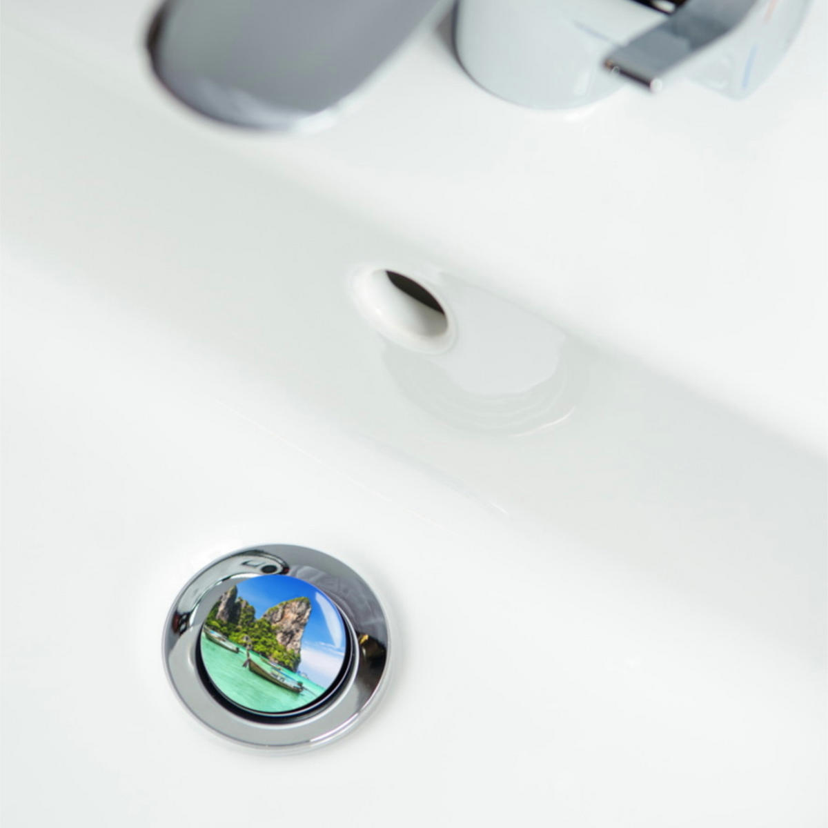 WASCHBECKENSTÖPSEL Thailand - Blau, Kunststoff/Metall (4/7/7cm) - Sanilo