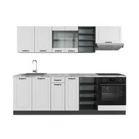 KÜCHENZEILE R-Line Weiß Landhaus/Anthrazit 240 cm , AP Marmor - Anthrazit/Weiß, Holzwerkstoff (240/206.8/60cm) - Vicco