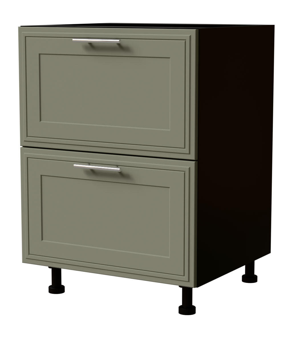 SCHUBLADENUNTERSCHRANK Salo D2/60 Schwarz / Reed Green Matt 60 / 50 / 82cm - Blum Teilauszug - Schwarz/Grün, Holz/Holzwerkstoff (60/82/50cm) - Feldmann-Wohnen