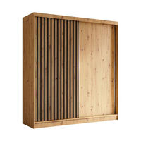 SCHWEBETÜRENSCHRANK Erika 200 cm mit Lamellen ohne Spiegel 2-türig, Artisan, Artisan, Lamelle schwarz - Schwarz/Braun, Kunststoff (200/216/51cm) - Margaret Hadas24