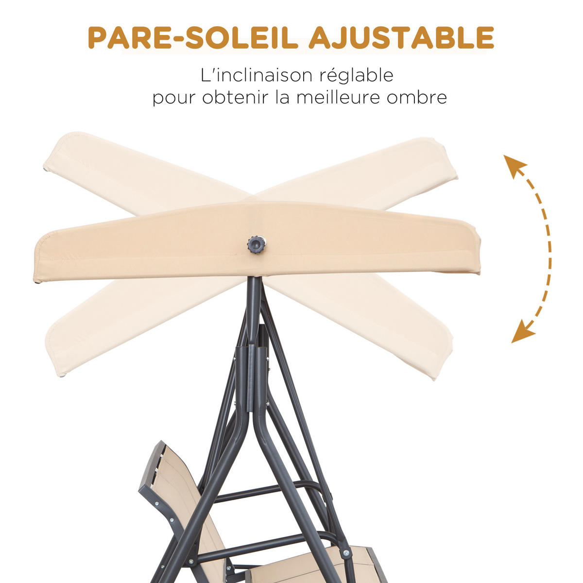 HOLLYWOODSCHAUKEL DE-15241 Beige - Beige, Metall (118/159/175cm) - ComfortXL