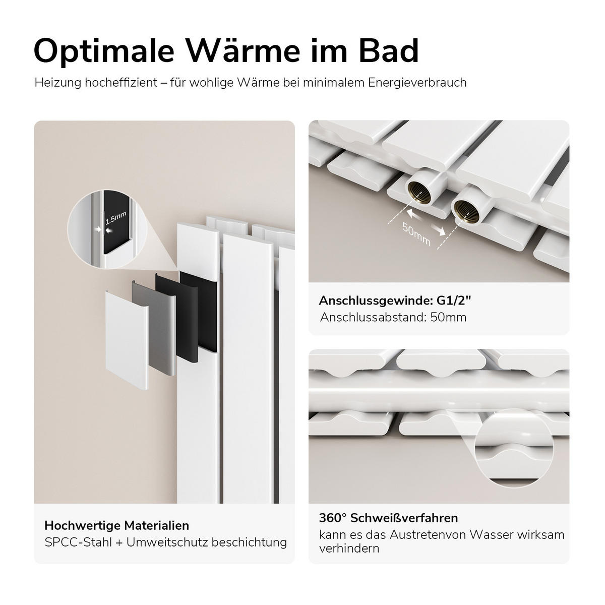 HEIZKÖRPER Flachheizkörper Weiß 160/30/6,3 cm - Weiß, Metall (30/160/6.3cm) - EMKE