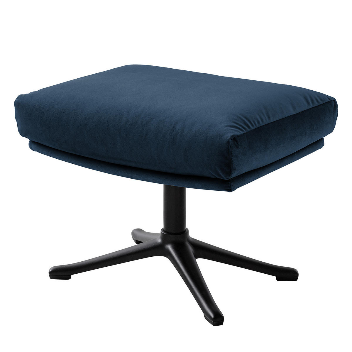 POLSTERHOCKER mit Kreuzfuß - Schwarz/Dunkelblau, Textil/Metall (51/37/41cm) - home24