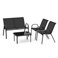 GARTENMÖBEL Set Schwarz(4-teilig) - Schwarz, Metall - COSTWAY