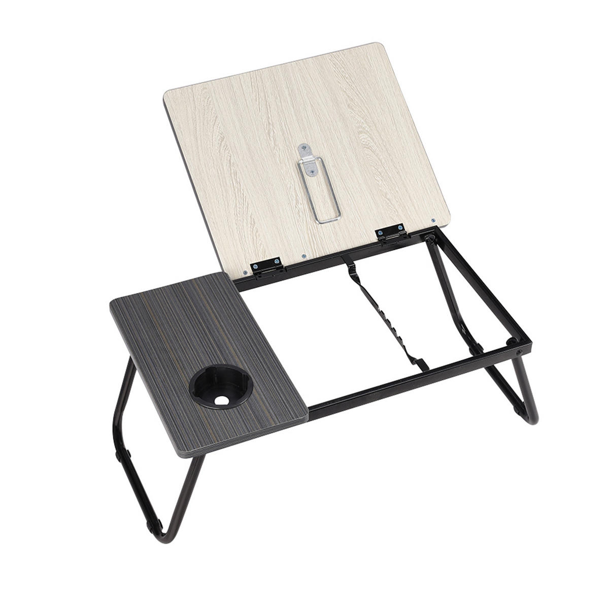 LAPTOPTISCH 56/32.5/24 cm Neigungsverstellung Klappbar Getränkehalte MDF Metall Schwarzr - Schwarz, Holzwerkstoff/Metall (32.5/56/24cm) - Livingandhome