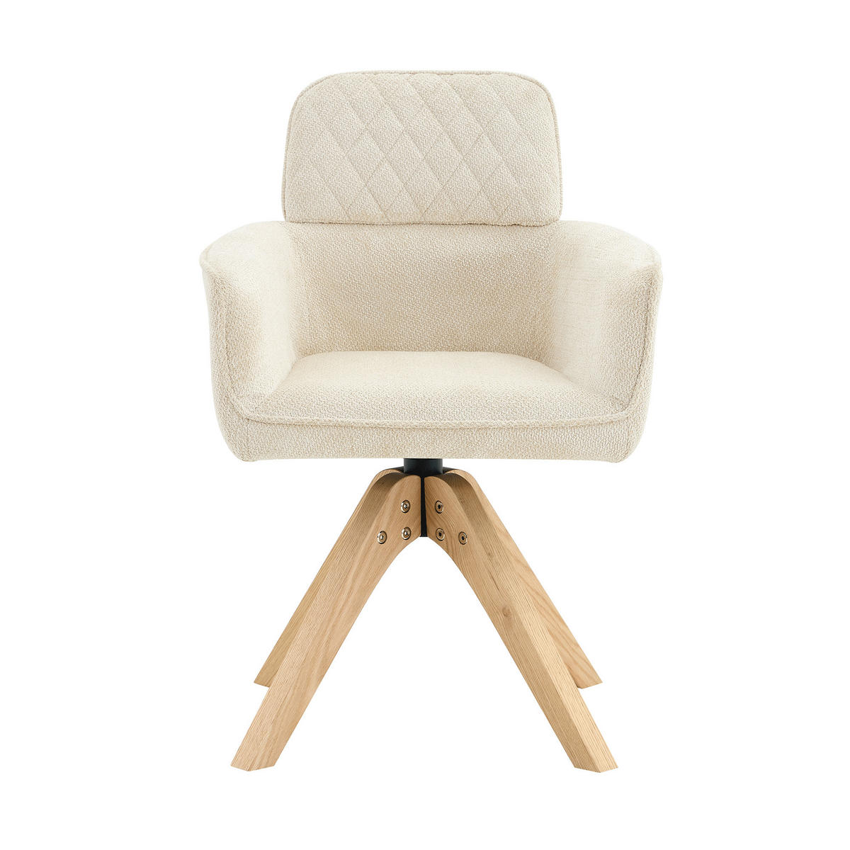 ARMLEHNSTUHL-SET DE-36622 2 Stück mit Stoffbezug und Massivholzbeinen Creme - Creme, Holz (51/85/53cm) - ComfortXL