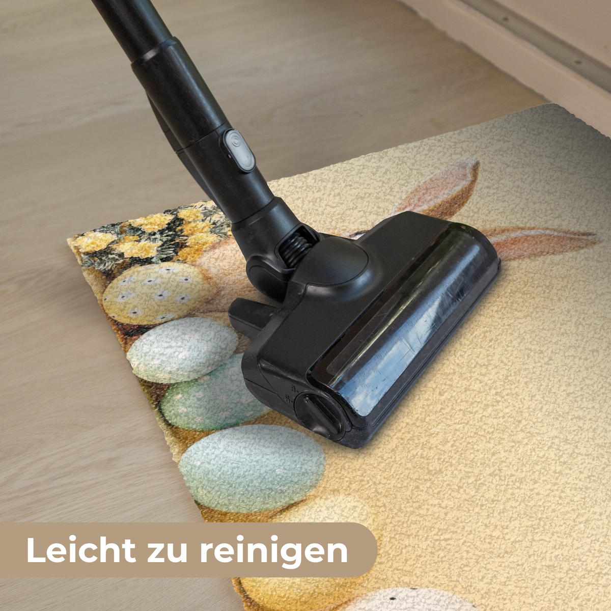 FUSSMATTE Eier - Kaninchen - Pastellfarbtöne 60x40 cm - Hellgelb, Kunststoff (40/60cm) - MuchoWow