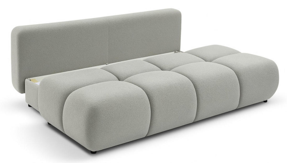 SOFA Hellgrau MILA Ausziehbar Ohne Armlehnen Bouclé - Grau, Textil (214/89/104cm) - Sepro Meble