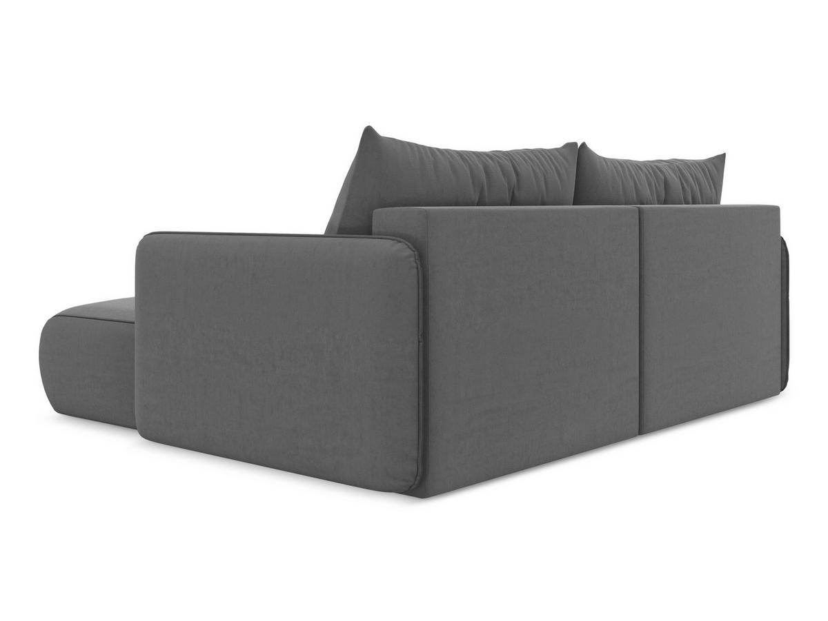ECKSOFA mit Schlaffunktion Samt Stoff Grau - Schwarz/Grau, Kunststoff/Textil (207/148cm) - Makamii