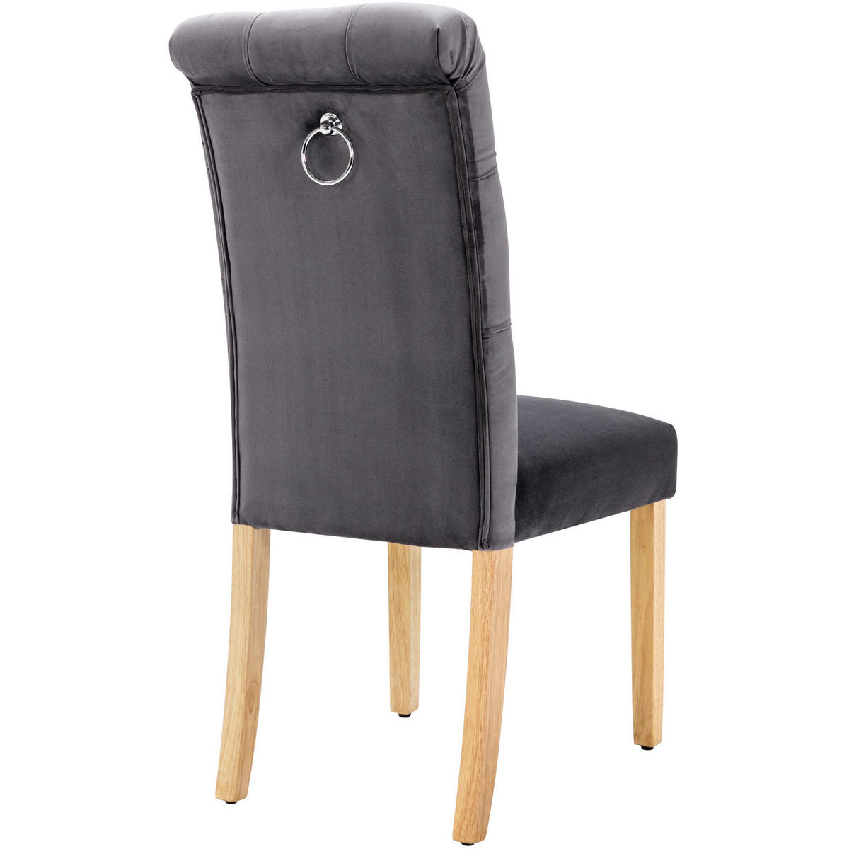 ESSZIMMERSTUHL Samt Grau mit Eichenbeinen 4er-Set - Grau, Holz (43/100/63.1cm) - Meubliv