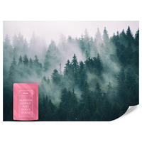 FOTOTAPETE Wald im Nebel Landschaft Natur 3D 400x280 - Türkis/Grau, Papier (400/280cm) - Muralo