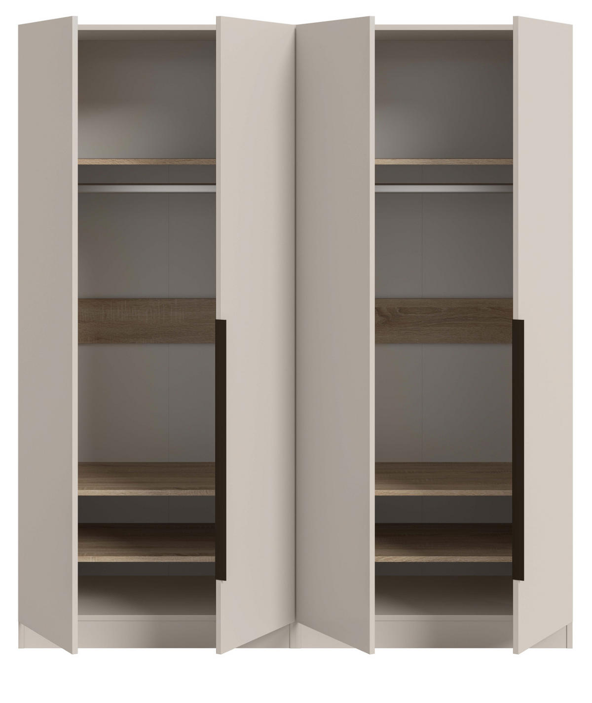 KLEIDERSCHRANK kaschmir 160 x 181 cm, Drehtürenschrank 4-türig - Kaschmir/Schwarz, Holzwerkstoff/Kunststoff (160/181/52cm) - Inn.Furn