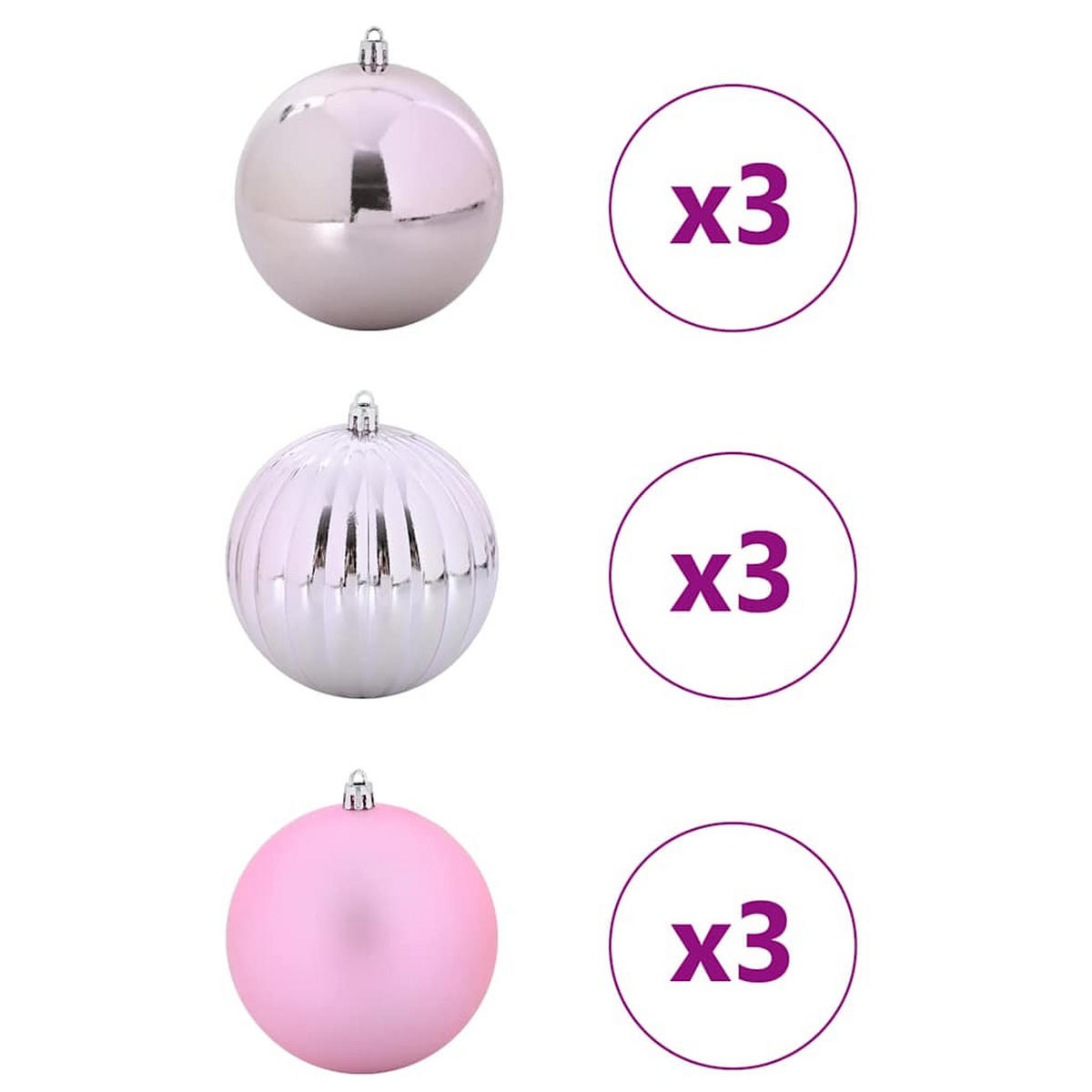 WEIHNACHTSKUGELSET XL 9 -teilig 15/15/15 cm Rosa Kunststoff - Rosa, Kunststoff (15/15/15cm) - vidaXL