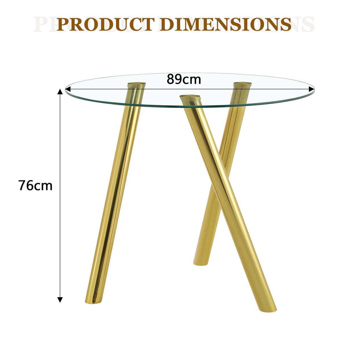 ESSTISCH runder Gold mit Metallbeinen 89 cm - Goldfarben, Metall (89/89/76cm) - Oxeza