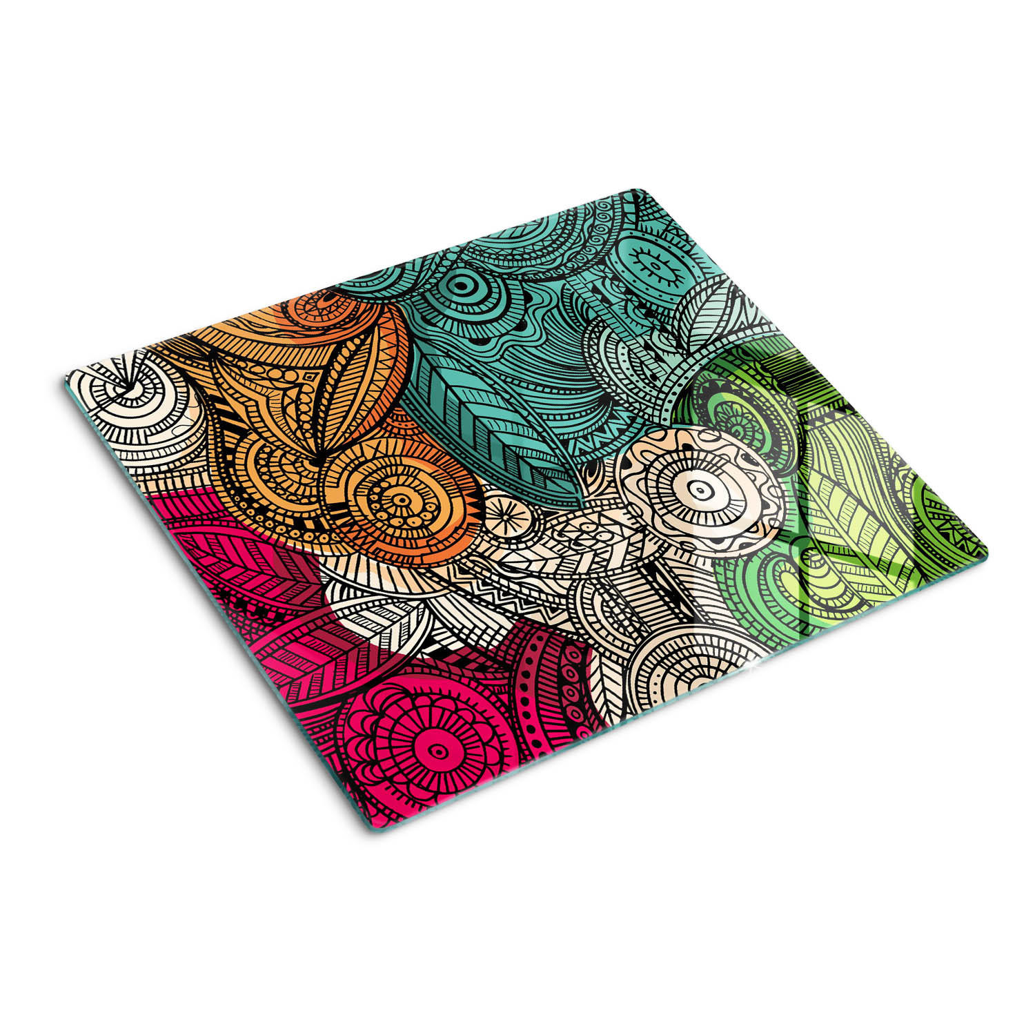 GLASPLATTE 60x52 cm Abstrakte Federn - Multicolor, Glas (60/0.4/52cm) - TULUP