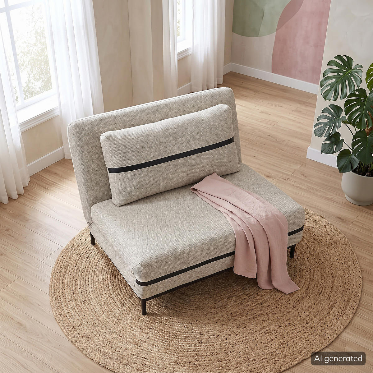 SCHLAFSESSEL - Hellgrau/Schwarz, Holz/Textil (105/82/88cm) - home24
