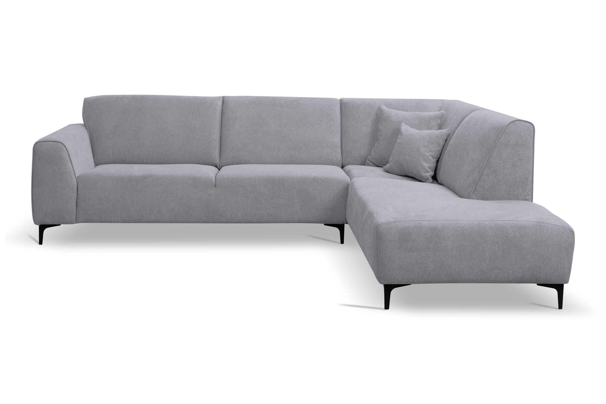 ECKSOFA Mula in L-Form, Coach Farbe: Hellgrau, Velourstoff, Ottomane Rechts - Hellgrau, Textil (274/210cm) - VENASI MÖBEL