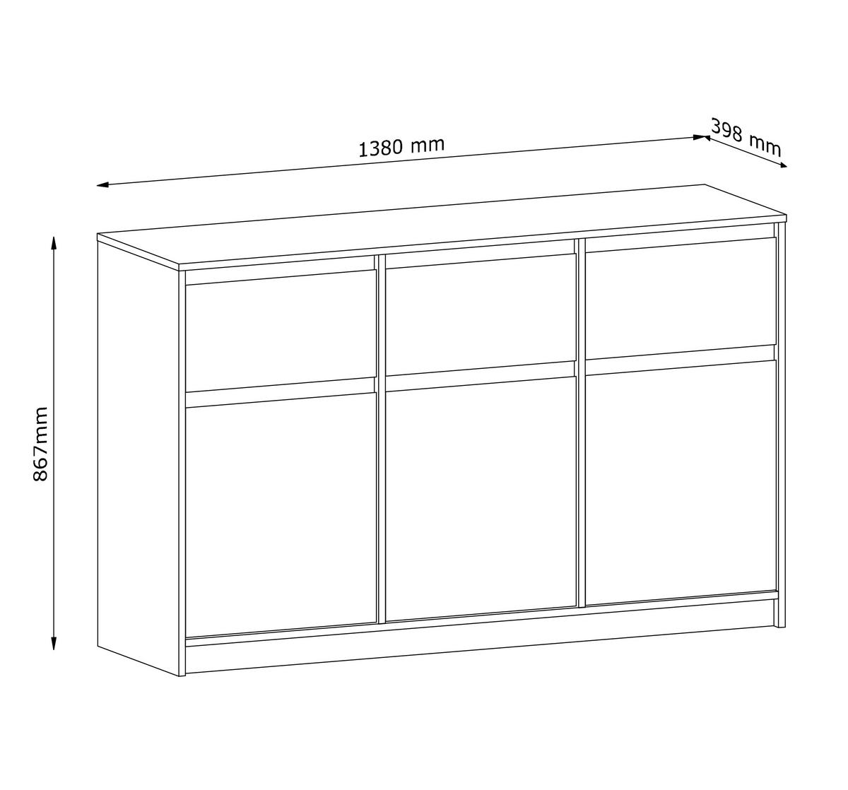 SIDEBOARD Mormanno 3T 3S Eiche Cremona – klassisches Design im Holzdekor - Eichefarben, Holzwerkstoff (138/86.6/40cm) - AX Living
