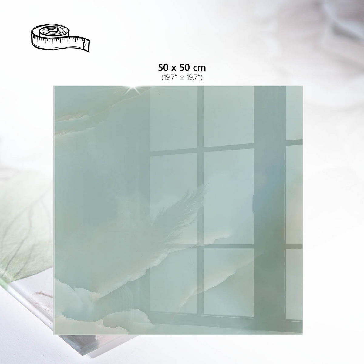 TISCHPLATTE 50x50 cm – Frostige Eleganz - Grün, Glas (50/50/0.4cm) - Wallfluent